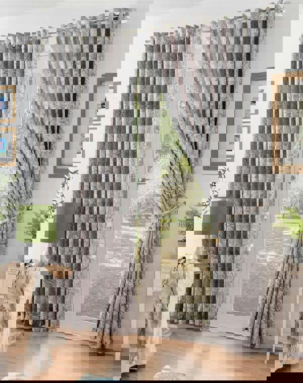 Luxury Living Chenille Jacquard Lined Ring Top Eyelet Curtains