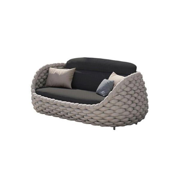 Marbella Textilene Rope Woven Outdoor Sofa Set, Grey-Weilai Concept-Weilai Concept