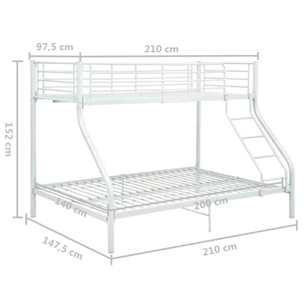 Berkfield Bunk Bed Frame White Metal 140x200 cm/90x200 cm