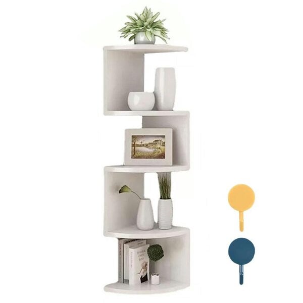 Havendro 5 Tier Floating Corner Shelves Wooden Storage Display Shelf Units Wall Mount