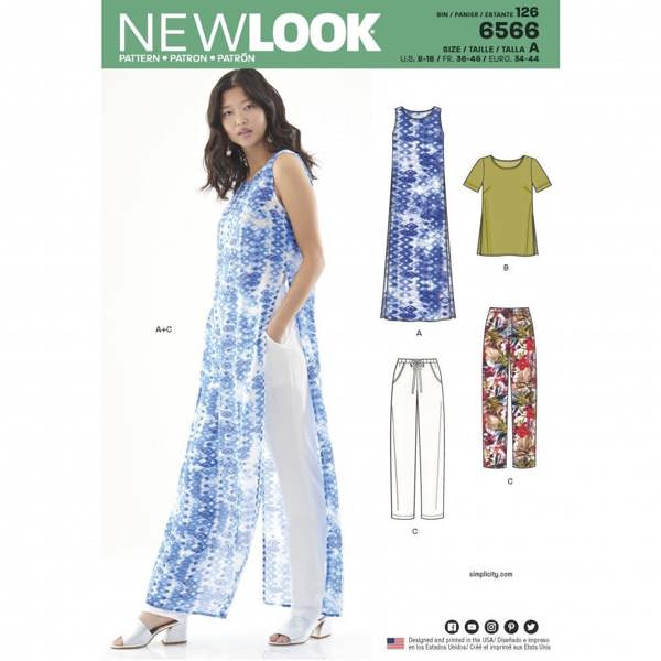 New Look Sewing Pattern 6566, Trousers, Tops, Dresses for Women, A (8-10-12-14-16-18) - Easy