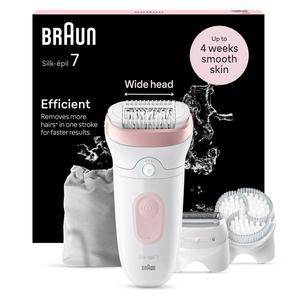 Braun Silk-epil 7, Epilator For Easy Hair Removal, Lasting Smooth Skin, 7-060 - White/Flamingo