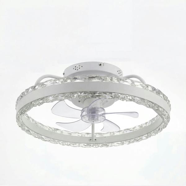 Emitto Ceiling Fan Light Modern LED Flush Mount Lamp 6 Speed Lamp Black White