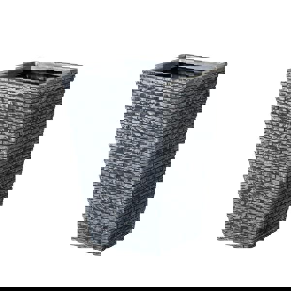 Samuel Alexander 30cm x 45cm Large Square Plastic Slate Effect Garden Planter in Dark Grey