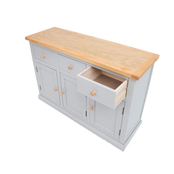 Cabinet Bits Loreo Light Grey 3 Drawer 3 Door Sideboard Wood Knob