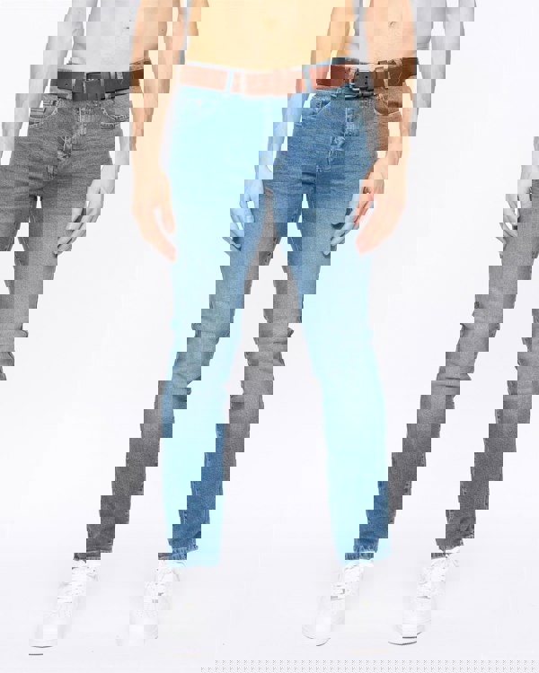 Crosshatch Farrowed Stretch Denim Jeans Stone Wash