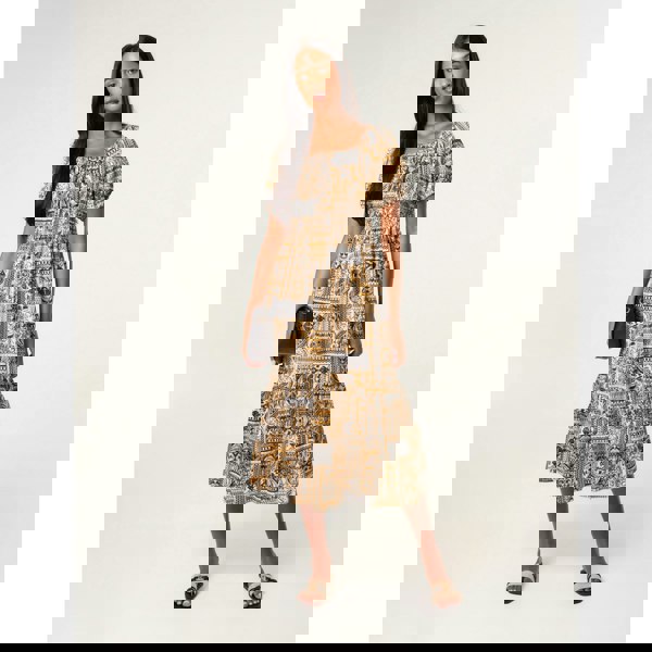 Blue Vanilla Scoop Neck Paisley Dress