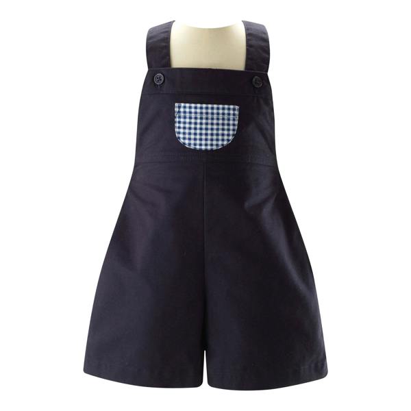 Rachel Riley Navy Gingham Shirt & Dungaree Set
