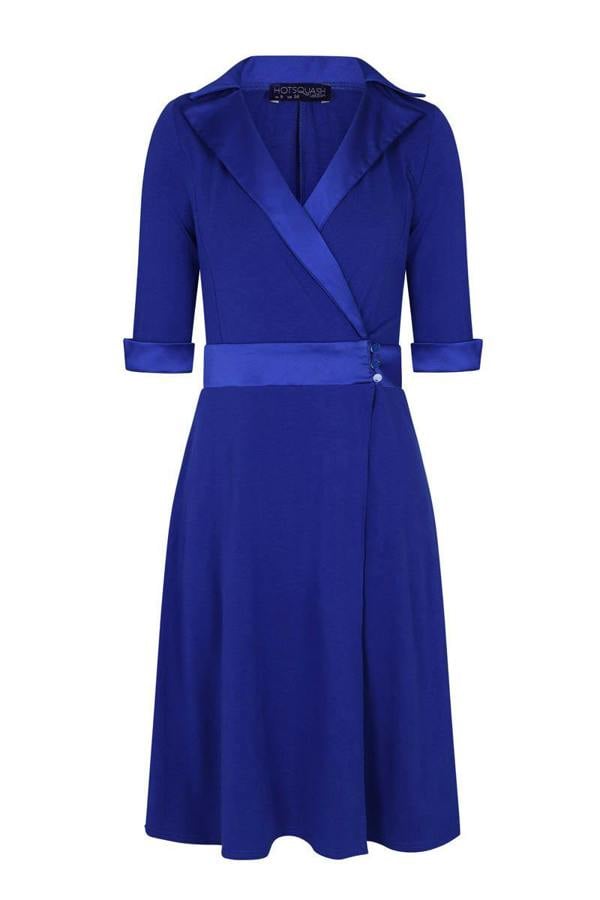 HotSquash Fit & Flare Wrap Dress with Silky Trim