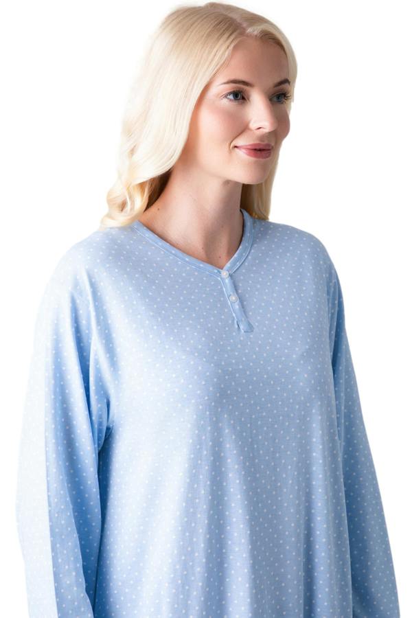 Camille Womens 100% Organic Cotton Classic Knee Length Long Sleeved Nightdress