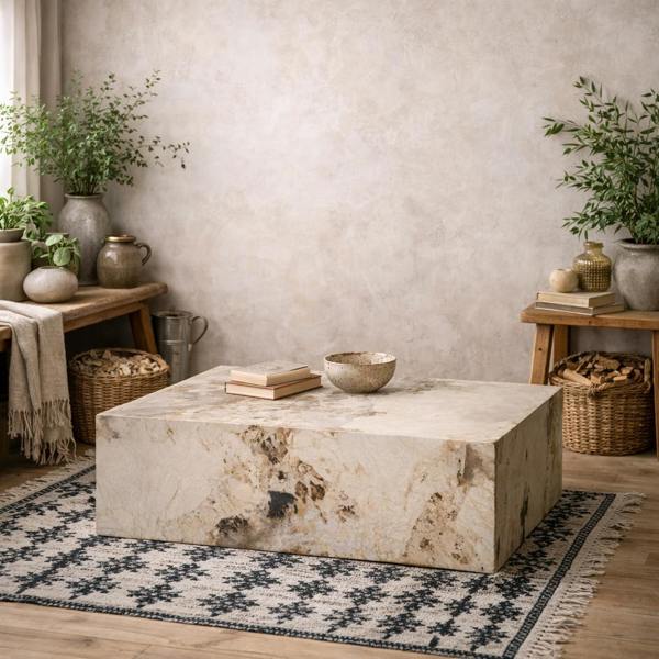 Wyld Haus Dingle Brown Pandora Marble Effect Rectangular Coffee Table