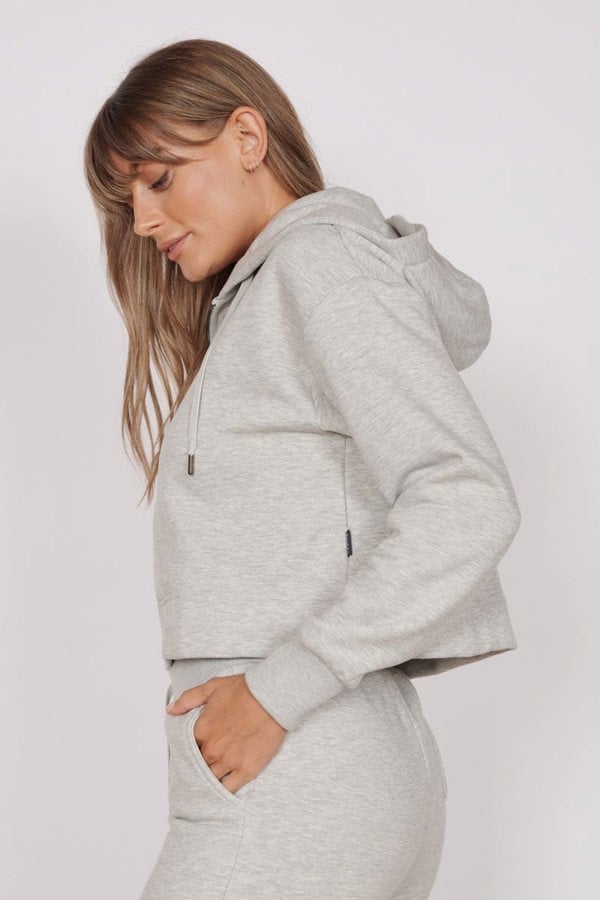 Jeetly.comRosa Light Grey Zip Through Cropped HoodieLoungewear
