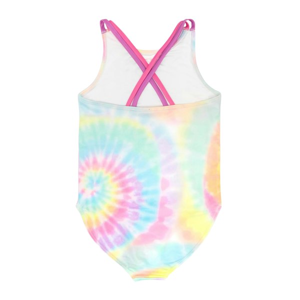 Barbie Girls Tie Dye One Piece Swimsuit - Pink/Blue/Yellow