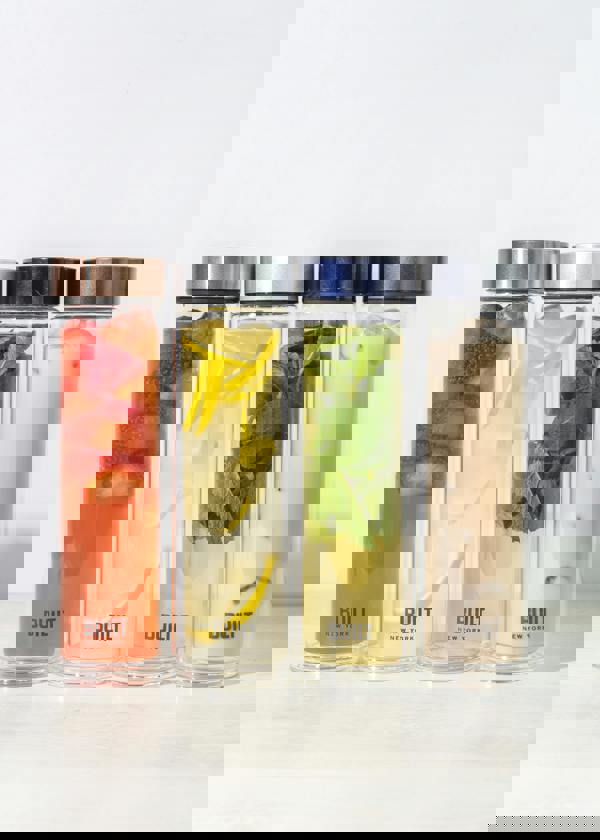 Built New York BUILT Tiempo 450ml Insulated Water Bottle, Borosilicate Glass / Stainless Steel - Rose Gold