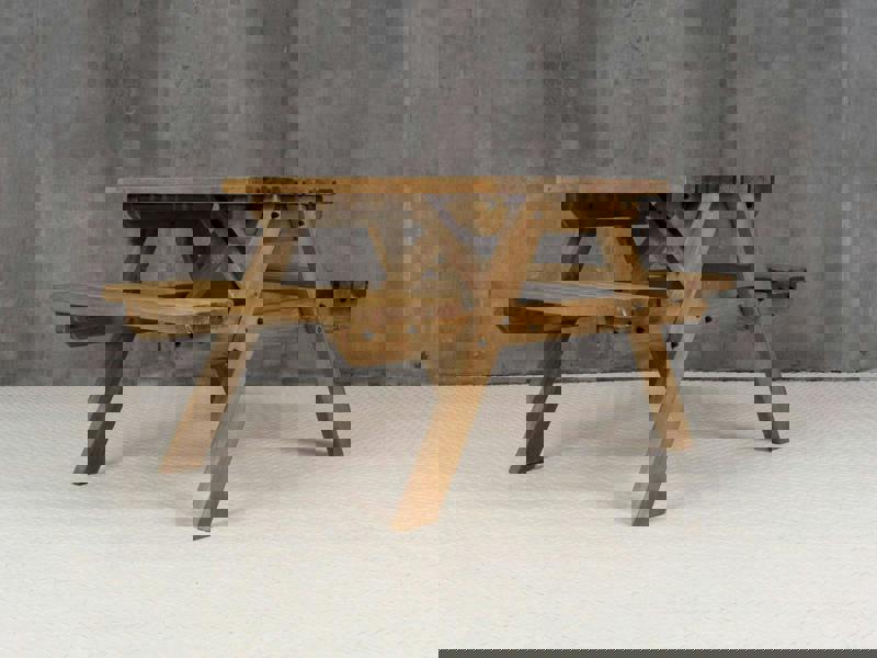 Fortem Pub-Style Picnic Table and Benches Set – Rustic Finish Wooden Outdoor Dining Set for Gardens, Patios, and Pubs