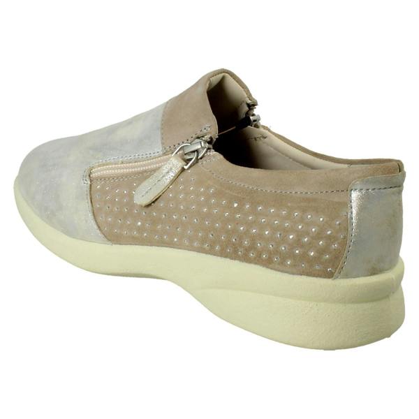 Padders Ladies Padders Leather Dual Zip Removable Insole Casual Shoes Repearl
