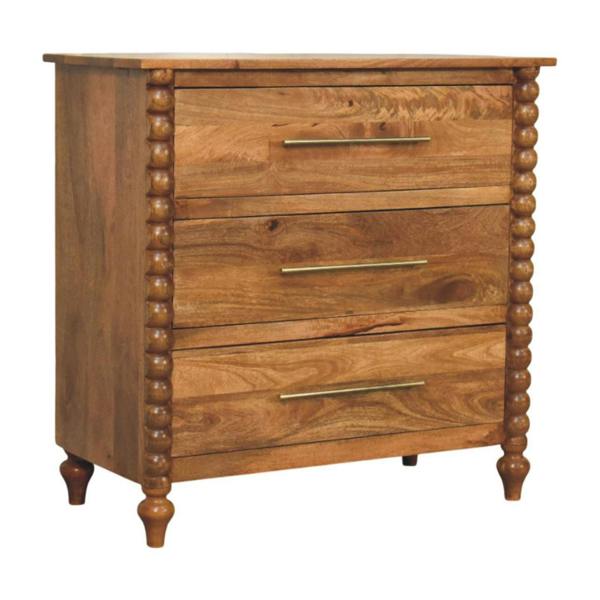 Artisan Furniture Solid Mango Wood Spindle 3-Drawer Chest