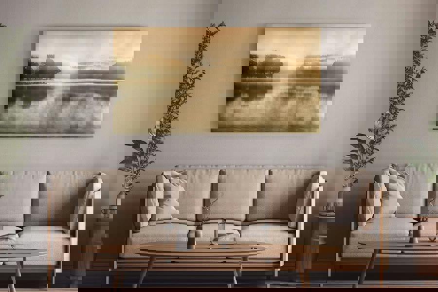 peaceful Scottish landscape art printed on wide format canvas