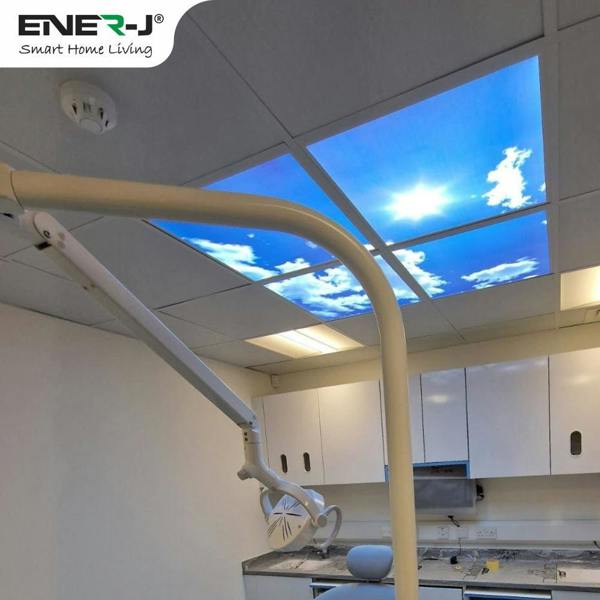 ENER-J 40W SKY LED 3D Ceiling Panel 60x60cms, Set of 4 Ultra Thin LED Panels, for Waiting Area, Hallway, Office and Home