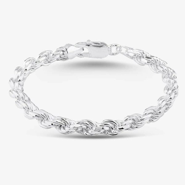 T. H. Baker Silver 7.5 Inch Rope Chain Bracelet SDCR-560-AG-7.5