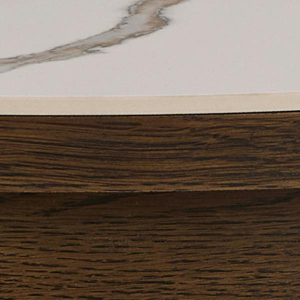 Wyld Haus Cork Round Cream Ceramic Coffee Table with Oak Veneer Base