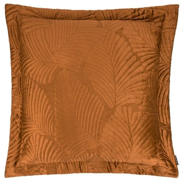 Paoletti Palmeria Velvet Quilted Cushion Cover - Rust