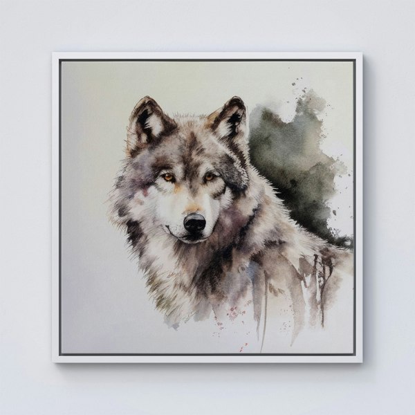 Warren Reed Loyal Wolf Watercolour Framed Canvas