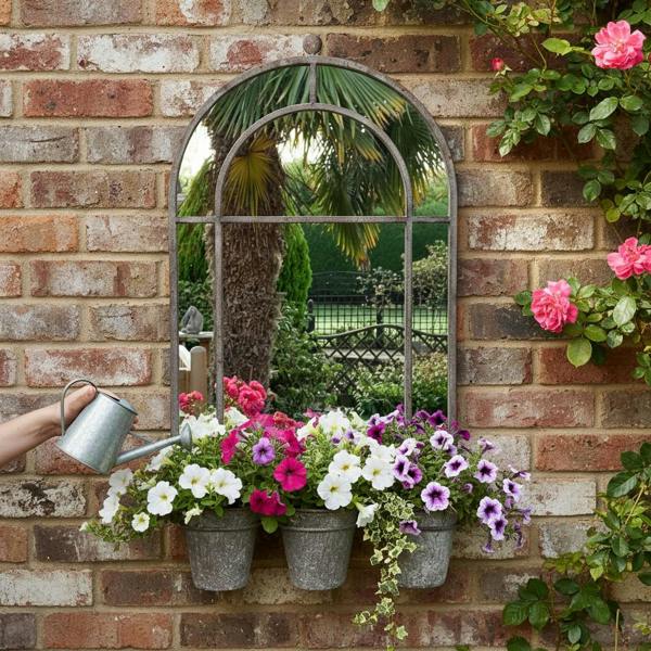 80CM WALL MIRROR WITH TRIPLE PLANTER