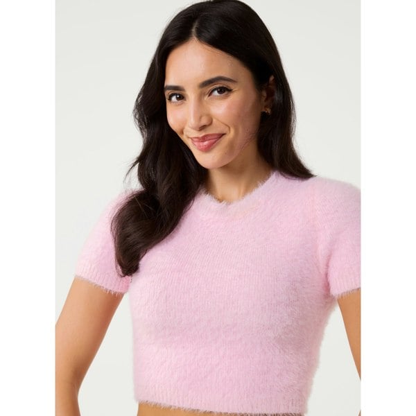 Pink Vanilla Short Sleeve Fluffy Knit Jumper