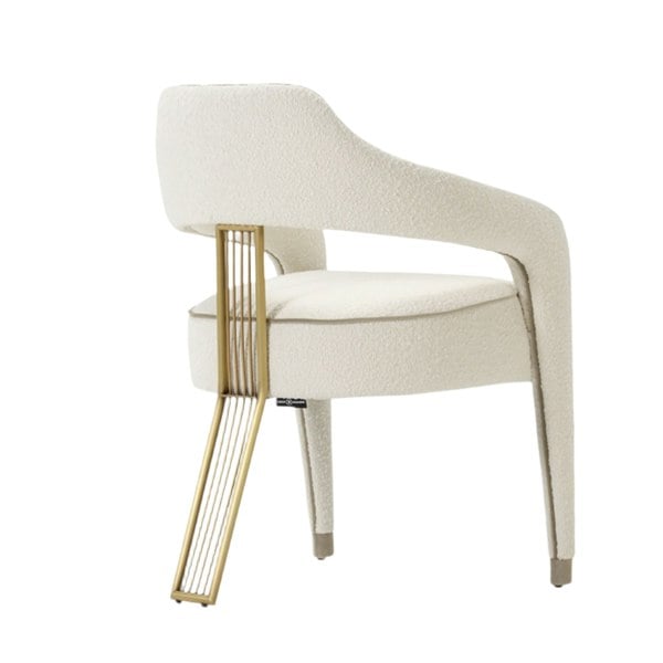 Casa Magna Invicta ll Dining Chair in White & Antique Brass Legs