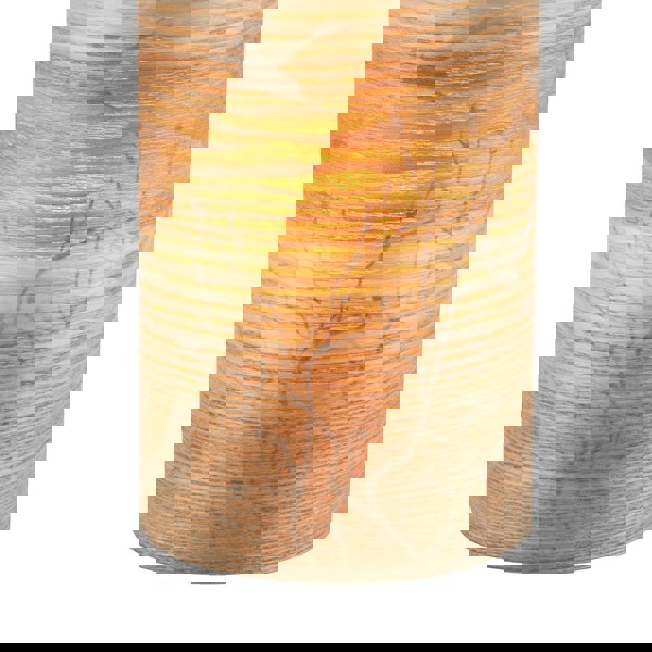 Bamboo Wood Effect Table Lamp with Black Birds and Trees Inner Lining Image 4