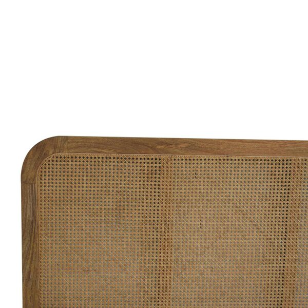 Wyld Haus Trapani King Size Bohemian Rattan and Mango Wood Bed with Headboard