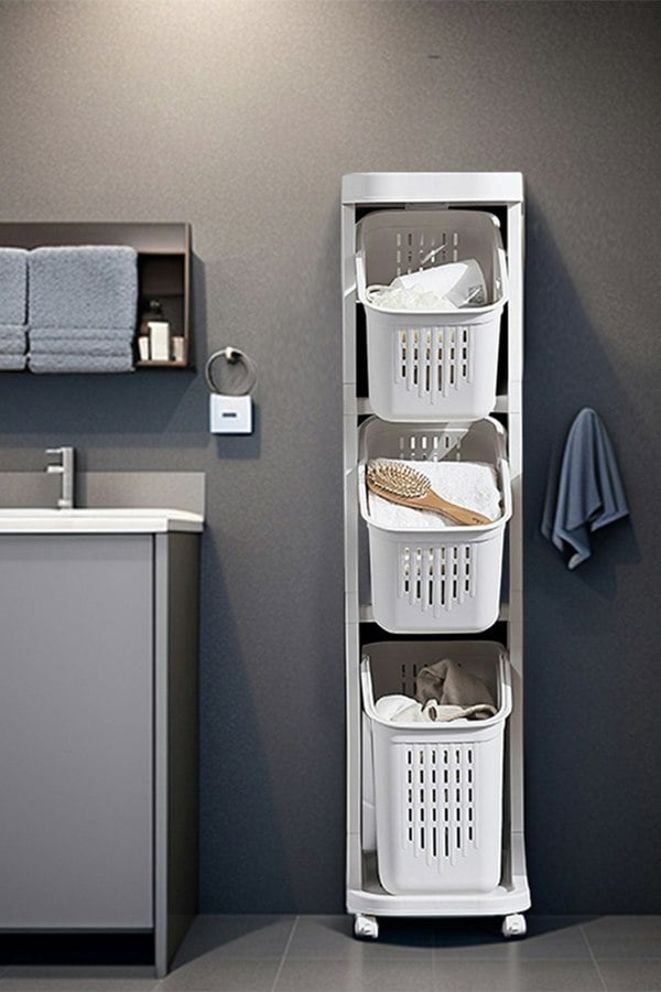 Living and Home 4-Tier Detachable Kitchen Fruit Vegetable Basket Storage Rack Laundry with Wheels Trolley Cart