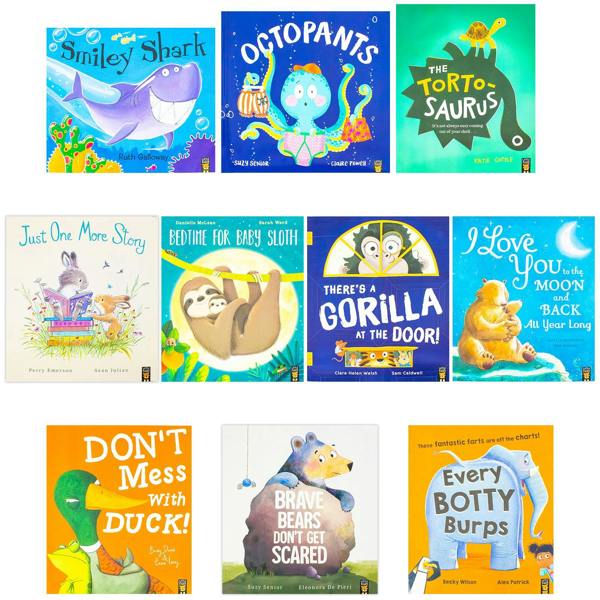 Bear & Friends 10 Picture Books Collection Set (Smiley Shark, Octopants, The Tortosaurus, Just One More Story and More)