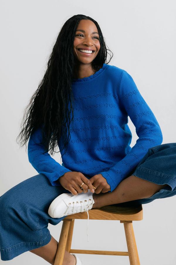 Rosie Pointelle Detail Jumper Cobalt