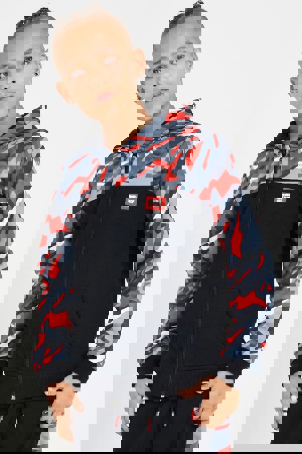 Beat Boyz Club Screen Zip Through Hoodie and Jogger Set - Red Geo