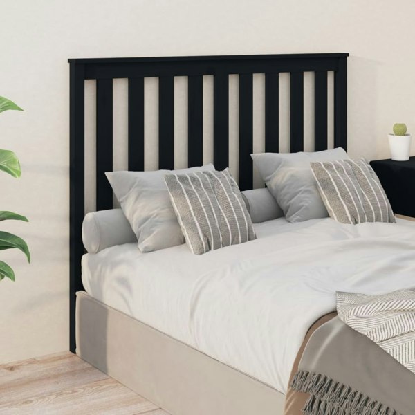 Berkfield Bed Headboard Black 126x6x101 cm Solid Wood Pine