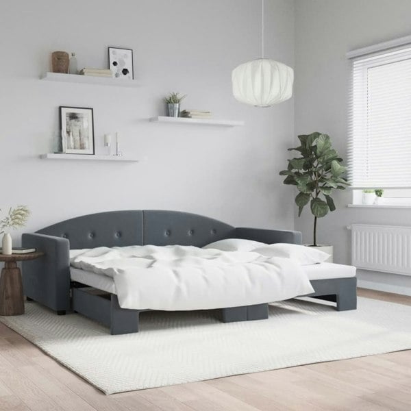 Berkfield Daybed with Trundle Dark Grey 90x190 cm Velvet