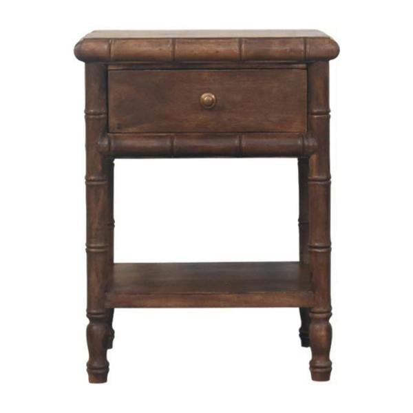 Artisan Furniture Solid Wood Bamboo Carved Bedside Table