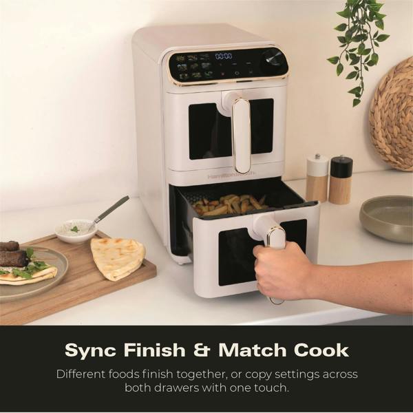 Hamilton Beach DualStack 11L Smart Air Fryer - Stone & Brushed Brass