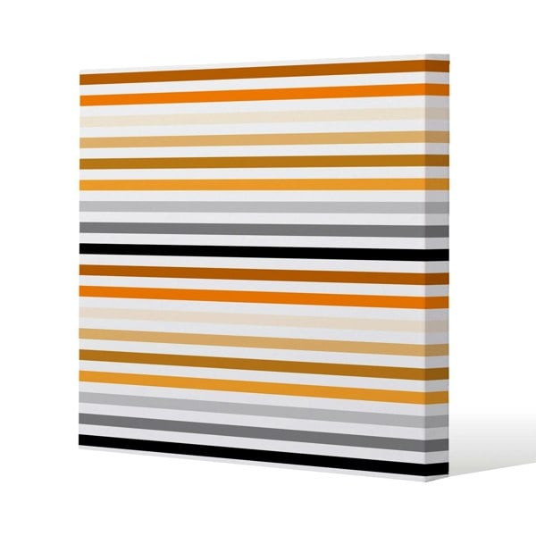 Benjamin Tate Design striped pattern, orange black gray beige and brown (Canvas Print)