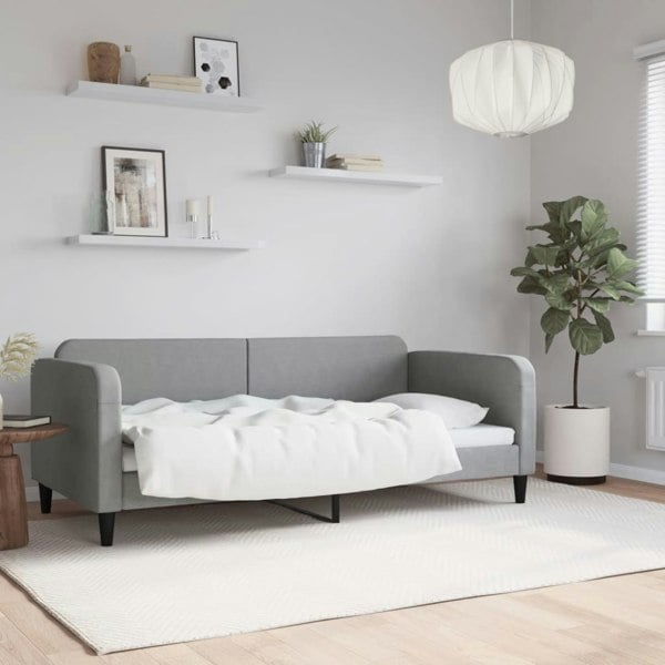 Berkfield Day Bed Light Grey 90x190 cm Fabric