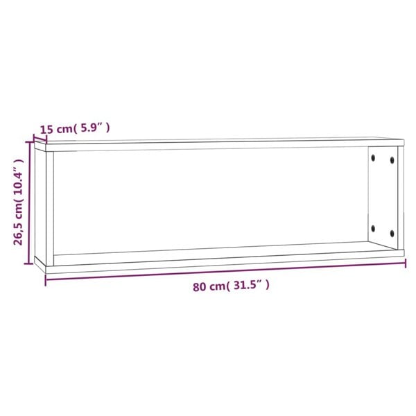 Berkfield Wall Cube Shelves 4 pcs Brown Oak 80x15x26.5 cm Engineered Wood