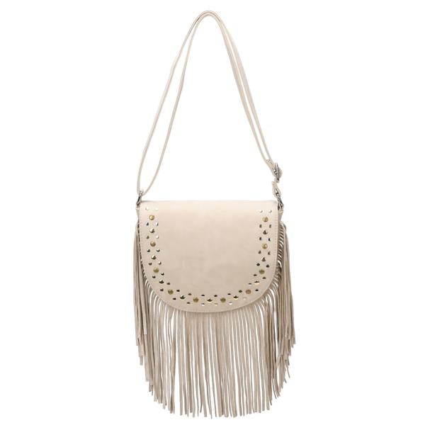 Kitise Western Style Bohemian Fringe Tassel Studded Crossbody Bag