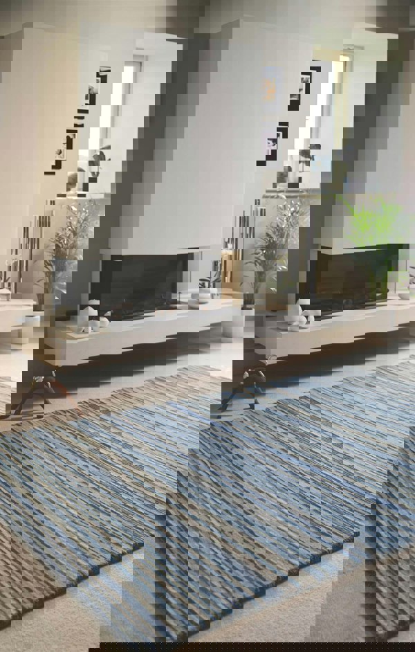 Fine Stripes Blue Wool Rug |Sustainable Home Decor |The Rugs