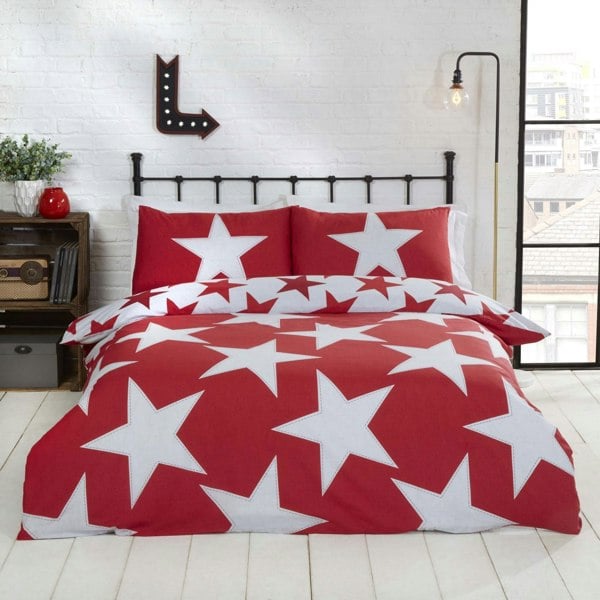 HomeSpace Direct Stitched Stars Duvet Cover Set