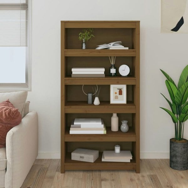 Berkfield Book Cabinet Honey Brown 80x35x154 cm Solid Wood Pine