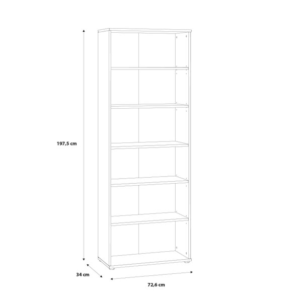 Wyld Haus Bucharest Wide 5 Shelf Vintage Oak Wooden Bookcase