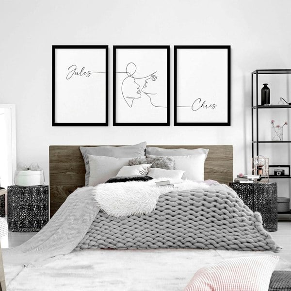 Custom valentines gift | set of 3 wall art prints for Bedroom