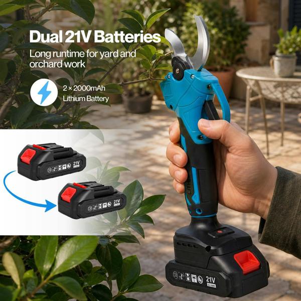 Traderight Pruning Shears 450W Brushless LCD SK5 Blade for Garden Cutting Blue